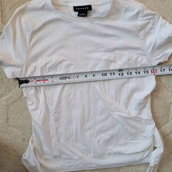 TROUVÉ White Poplin Mix Tie Waist Bustier Top - Picture 6 of 7